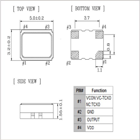 TXKADCSANF-19.200000 19.2MHz VCTCXO 2.5PPM -30~85℃ 1.8V 3225