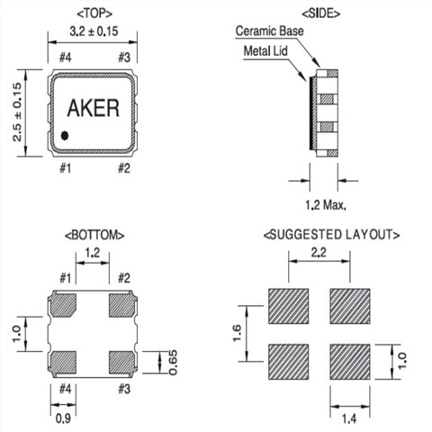 AKER晶振,3225贴片晶振,SMAF-321有源晶体