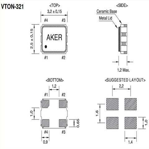 AKER晶振,3225压控温补晶振,VTON-321有源晶体