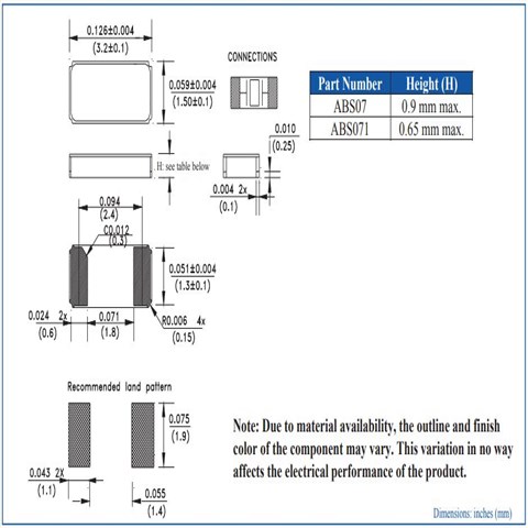 Abracon晶振,ABS07谐振器,ABS07-32.768KHZ-9-1-T贴片晶振