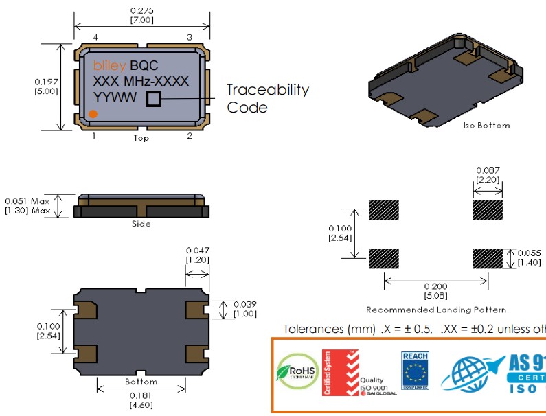 BQCSA,BQCSA-120M3-DCDFT,7050mm,120M,Bliley百利晶振