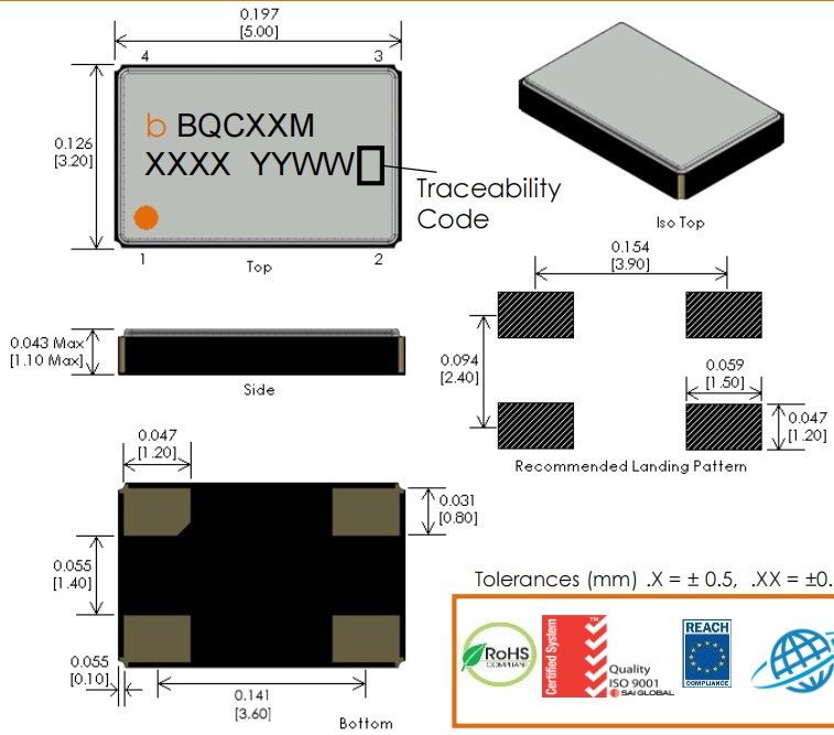 BQCSC-36MF-DCDGT,5032mm,36MHz,Bliley高稳定性晶振