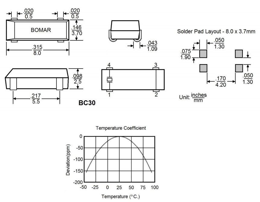 BC30,BC30CCI112.5-32.768K,8038mm,Bomar仪器仪表晶振